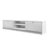 A white TV lowboard with fluted doors and gold handles, shown against a white background. Náhled obrázku produktu