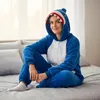 Onesie kigurumi pyžamový kostým pro dospělé žralok tmavě Náhled obrázku produktu 3