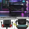 A collage of images showing a gaming chair and close-ups of its features, with marketing text. Produktbild-Vorschau