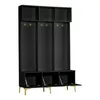 A black modern wardrobe set with gold accents and open storage compartments. Anteprima dell’immagine prodotto