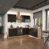 Winkelküche 200x260 cm Schwarz Matt - mit brauner Produktbild-Vorschau 1