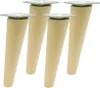 Four wooden furniture legs with metal mounting plates are arranged in a group against a white background. Náhled obrázku produktu