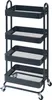 A black four-tier rolling cart with mesh shelves and handles. Náhled obrázku produktu
