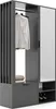 A modern wardrobe with a mirror and hanging clothes. Voir les images du produit