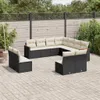 vidaXL 11-tlg. Garten-Sofagarnitur mit Kissen Schwarz Poly Produktbild-Vorschau 2