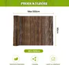 A product image showing a rolled-up bamboo fence with dimensions and feature icons. Produktbild-Vorschau