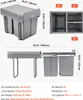 Product dimensions and capacity details for a kitchen trash bin system. Produktbild-Vorschau