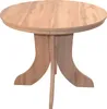 A round wooden dining table with a pedestal base is shown against a white background. Produktbild-Vorschau