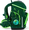 A green backpack with a lightning bolt pattern and a cartoon character on the front. Produktbild-Vorschau