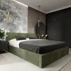 A modern bedroom with a large bed, wardrobe, and decorative elements. Náhled obrázku produktu