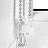 A close-up view of a roller blind chain and its mounting bracket. Produktbild-Vorschau