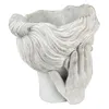 Clayre & Eef Pot de fleurs tête Ø 15x25 cm Gris pierre Voir les images du produit 3