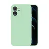 A light green phone case is shown on a white background, with a portion of a smartphone visible on the right side. Produktbild-Vorschau