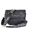 A black quilted handbag with a branded strap, shown against a white background. Anteprima dell’immagine prodotto