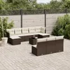vidaXL 11-tlg. Garten-Sofagarnitur mit Kissen Braun Poly Produktbild-Vorschau 2