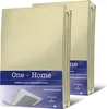Two folded beige bed sheets are shown in packaging. Produktbild-Vorschau