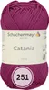 A ball of magenta yarn with a label showing brand and product information. Produktbild-Vorschau