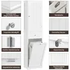 A collage of close-up images showcasing the features of a white bathroom cabinet, with the main cabinet visible in the center. Produktbild-Vorschau