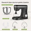 LLIVEKIT 1500W Küchenmaschine, 5,2L Edelstahl-Rührschüssel, Produktbild-Vorschau 7