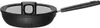 A black frying pan with a glass lid and a black handle, shown from a side angle on a white background. Podgląd zdjęcia produktu