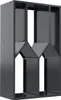 A 3D render of a metal firewood rack with multiple compartments. Podgląd zdjęcia produktu