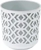 A white planter with a geometric cut-out pattern and a gray interior. Podgląd zdjęcia produktu
