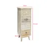 A narrow wooden chest of drawers with four drawers, shown against a white background with dimensions indicated. Podgląd zdjęcia produktu