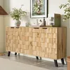 MODFU Buffet en Bois Naturel, 4 Portes, 160,5x35,5x78 cm, Voir les images du produit 2