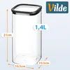 Vilde | Skleněná dóza 1,4 l - Čtvercová dóza na potraviny s Náhled obrázku produktu 4