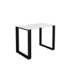 A product shot of a table with a marble-like top and black legs, isolated on a white background. Náhled obrázku produktu
