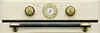 Close-up of the control panel and handle of a cream-colored oven. Produktbild-Vorschau