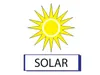 A stylized illustration of the sun above a white rectangle with the word "SOLAR" written in black. Produktbild-Vorschau