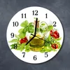 Glasuhr Wanduhr Küchenuhr Echt-Glas 30fi cm Öl Basilikum Produktbild-Vorschau 2