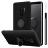 A black phone case with a ring holder is shown from multiple angles.