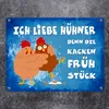 Ich liebe Hühner, denn die kacken Frühstück Metallschild in Produktbild-Vorschau 2