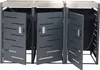 A three-unit trash can enclosure with open doors. Podgląd zdjęcia produktu