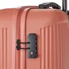 A close-up of a coral-colored suitcase with a TSA-approved combination lock. Produktbild-Vorschau