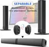 A collage of images showing a soundbar and two tower speakers, with text overlays highlighting features. Produktbild-Vorschau