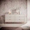 Komoda AVENTO 163,2 x 81,2 x 38 cm – beżowa, ryflowane Podgląd zdjęcia produktu 6
