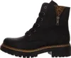 A side view of a black leather boot with laces and a zipper. Voir les images du produit