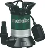 A Metabo submersible pump with a float switch and hose adapter, shown against a white background. Náhled obrázku produktu