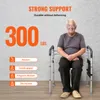 An elderly man is sitting on a walker, with text and icons indicating its features and target users. Anteprima dell’immagine prodotto