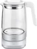 A white and silver electric kettle with a glass body is shown against a white background. Náhled obrázku produktu