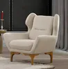 Elegancki fotel z białej tkaniny o nowoczesnym designie Podgląd zdjęcia produktu 1