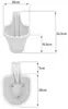Two views of a white plastic hanging planter with dimensions indicated by measurement lines and text. Produktbild-Vorschau