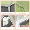 Collage of four close-up images showing details of a children's play tent. Náhled obrázku produktu