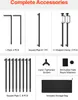 A collage of different components and accessories for a product, likely a stand or frame, with labels indicating quantities and names. Voir les images du produit