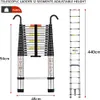 A telescopic ladder shown in two states: folded and extended, with dimensions indicated. Produktbild-Vorschau