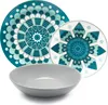 A set of plates and a bowl with decorative patterns. Anteprima dell’immagine prodotto