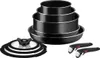 A set of cookware with detachable handles and a glass lid is displayed against a white background. Voir les images du produit